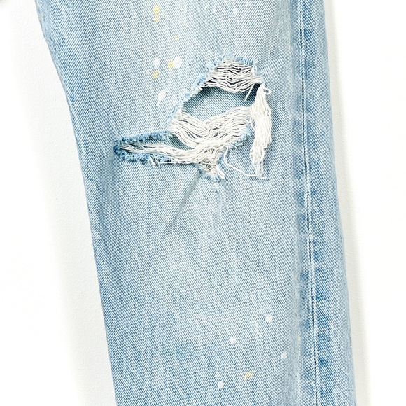 Levi’s Light Blue Denim 501 Distressed Straight Leg Jeans - Picture 4 of 6